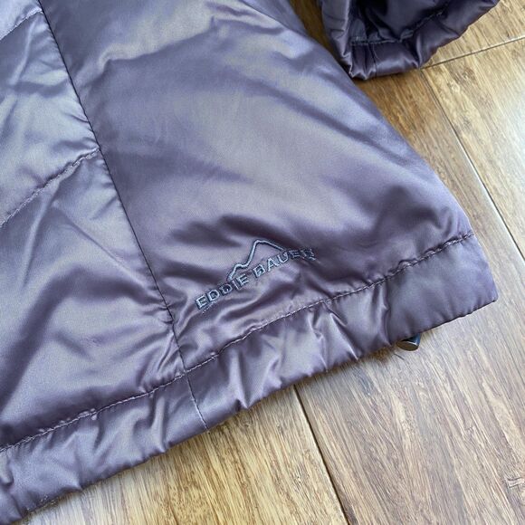 Eddie Bauer Goose Down Filled Puffer Jacket Purple Quilted Coat Size 2XL - Picture 3 of 9